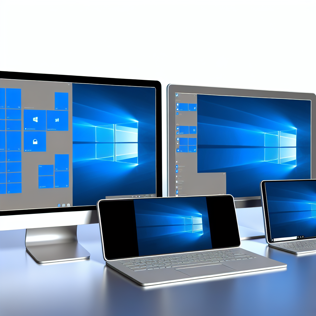 Windows 10 interface across diverse devices.