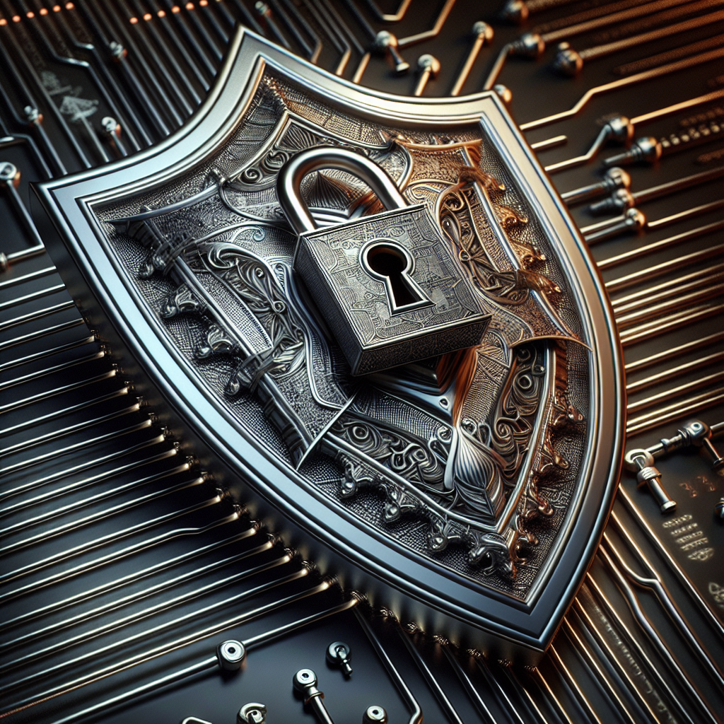 A locked shield protecting digital assets.